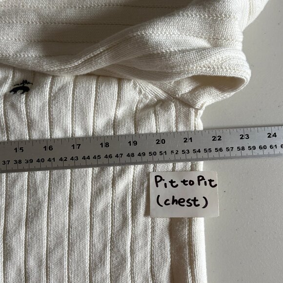 Brooks Brothers V Neck Cotton Tennis Sweater - Men's Size XL - Cream - Picture 6 of 7